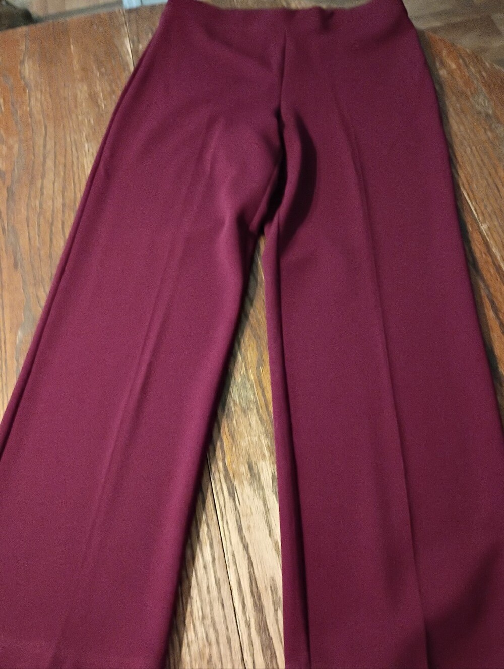 Small Southern Lady Elastic Waist Pull On Casual Dark Red Pants Trousers Slacks